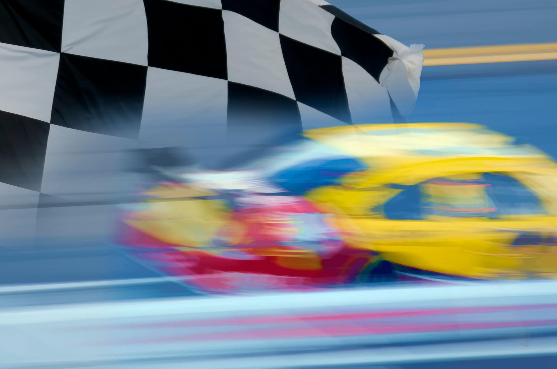 race car with checkered flag background concept image