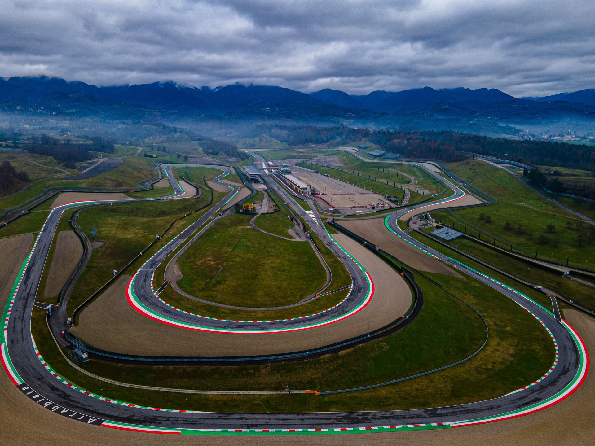 Aerial view of Mugello Circuit in Italy.